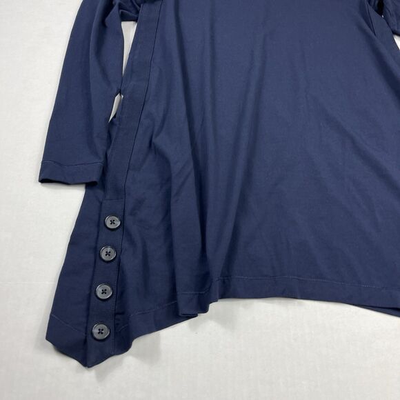 Chicos Ultimate Tee Blue Long Sleeve Asymmetric Casual Soft Knit Top 0 SMALL - Picture 2 of 10